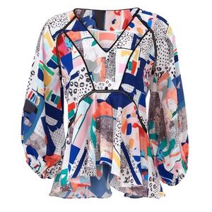Hunter Bell Grayson Geometric blouse XS